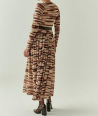 Exquise - Bellamy Printed Long Sleeve V Neck Knit Dress