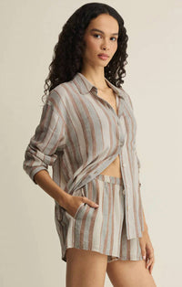 Z Supply - Perfect Striped Linen Button Up Top