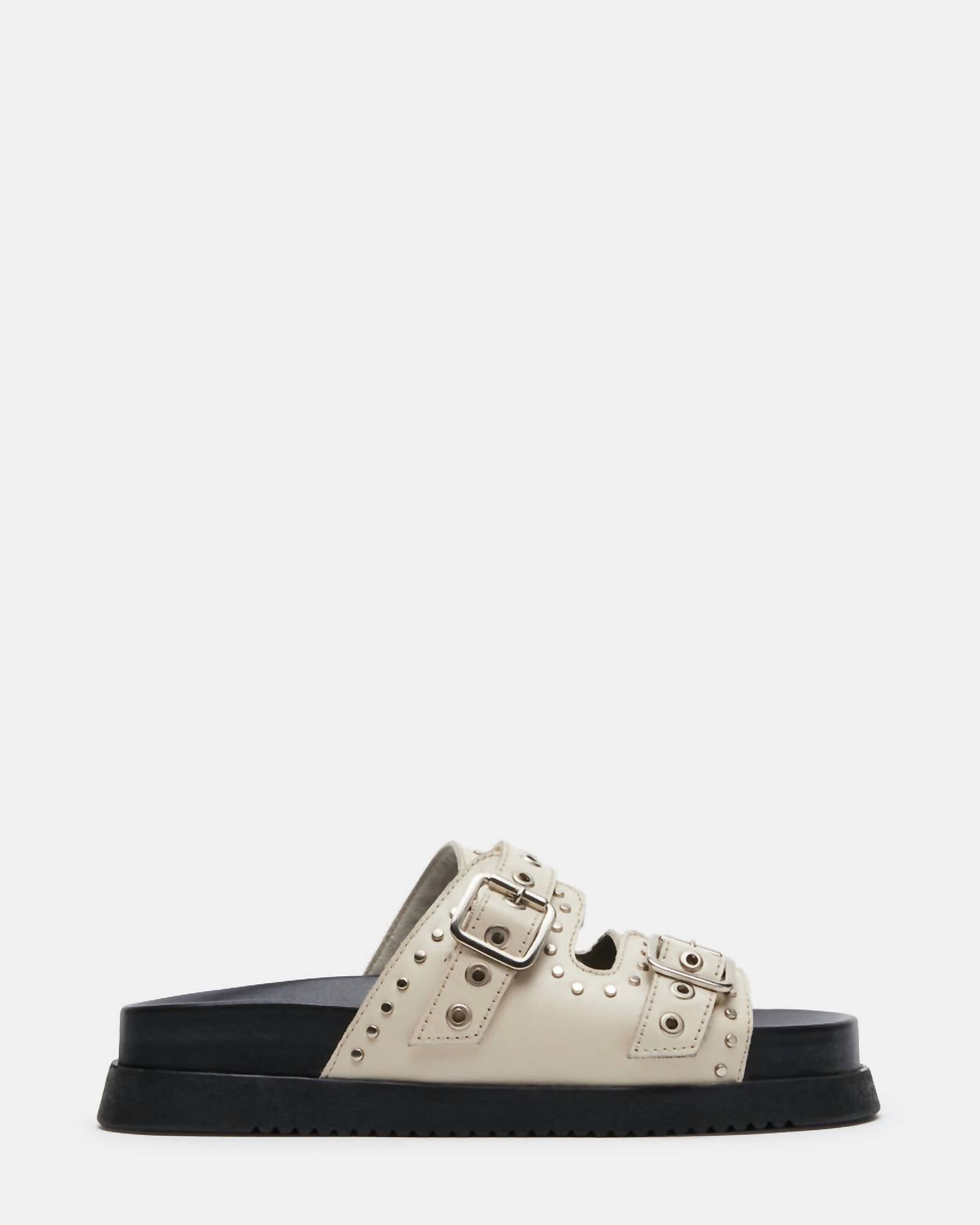 STEVE MADDEN Women's Malek Grommets Leather Sandals in bone - women's sandal - detail view