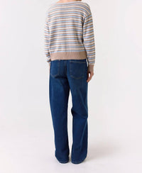 Wispr Pamilla Stripe Cardigan in light brown - women's cardigan - detail view