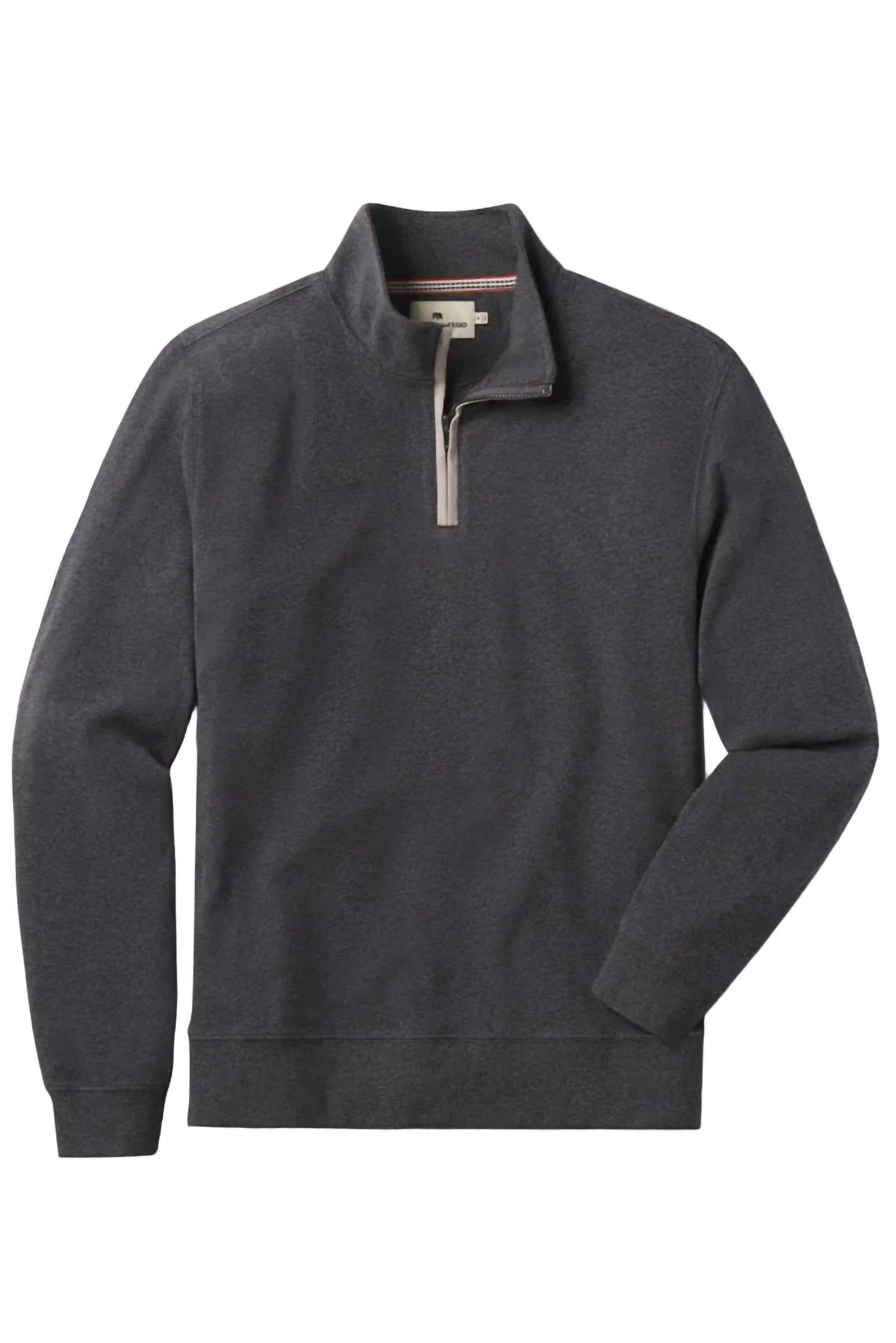 The Normal Brand Puremeso Weekend Quarterzip Sweatshirt in charcoal - men's shirt - alternate view
