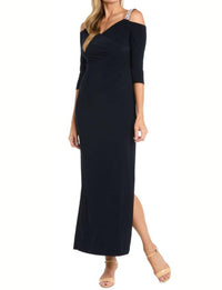 R&M Richards - Rhinestone Cold Shoulder Long Evening Dress