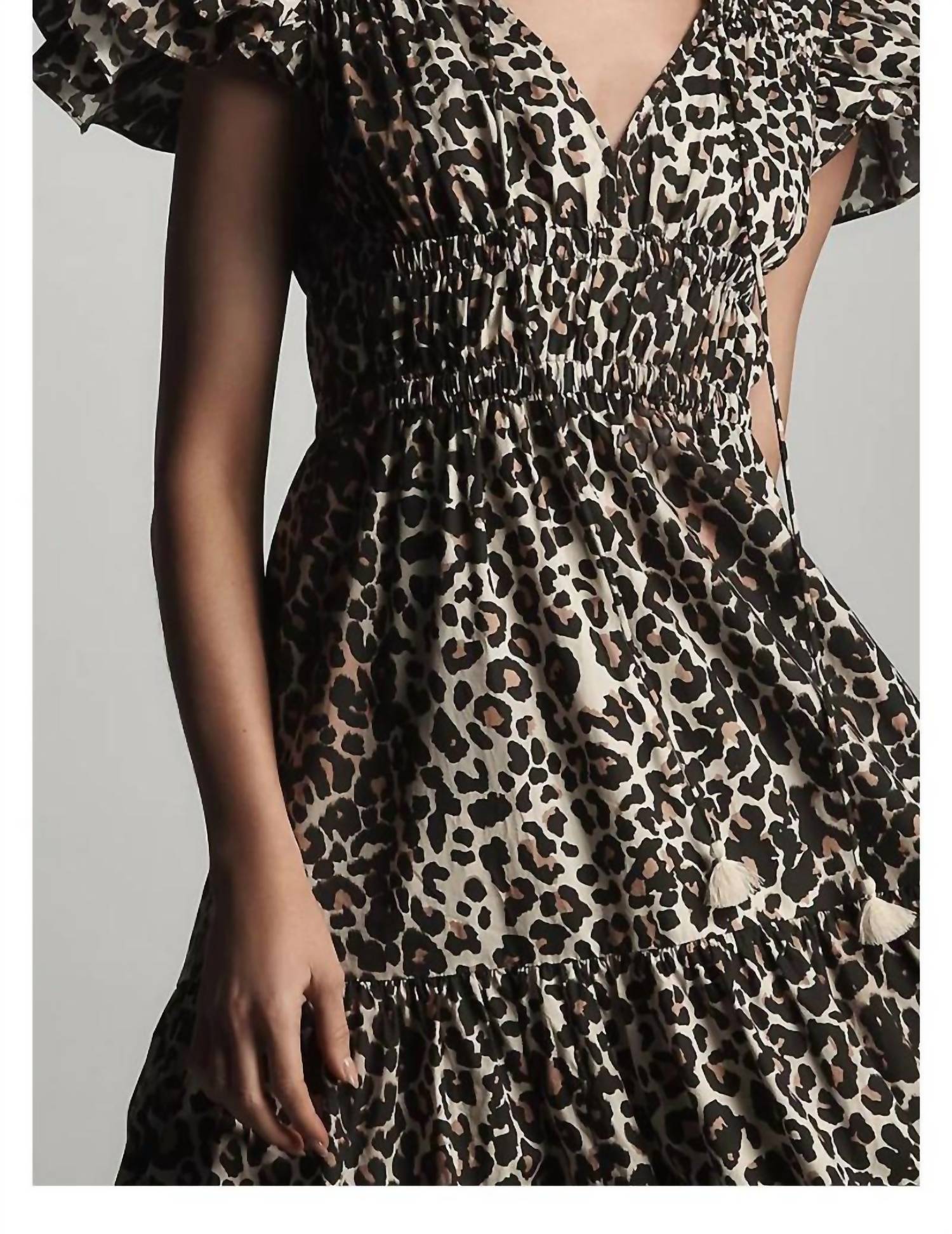 Hope For Flowers - Shirred Bodice Tiered Peasant Midi Dress