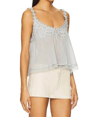 Free People Stevie Lace Tank Top in pearl blue - women's tank top - alternate view