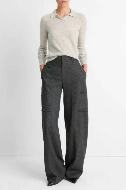 Vince - Mid Rise Brushed Herringbone Flannel Pant