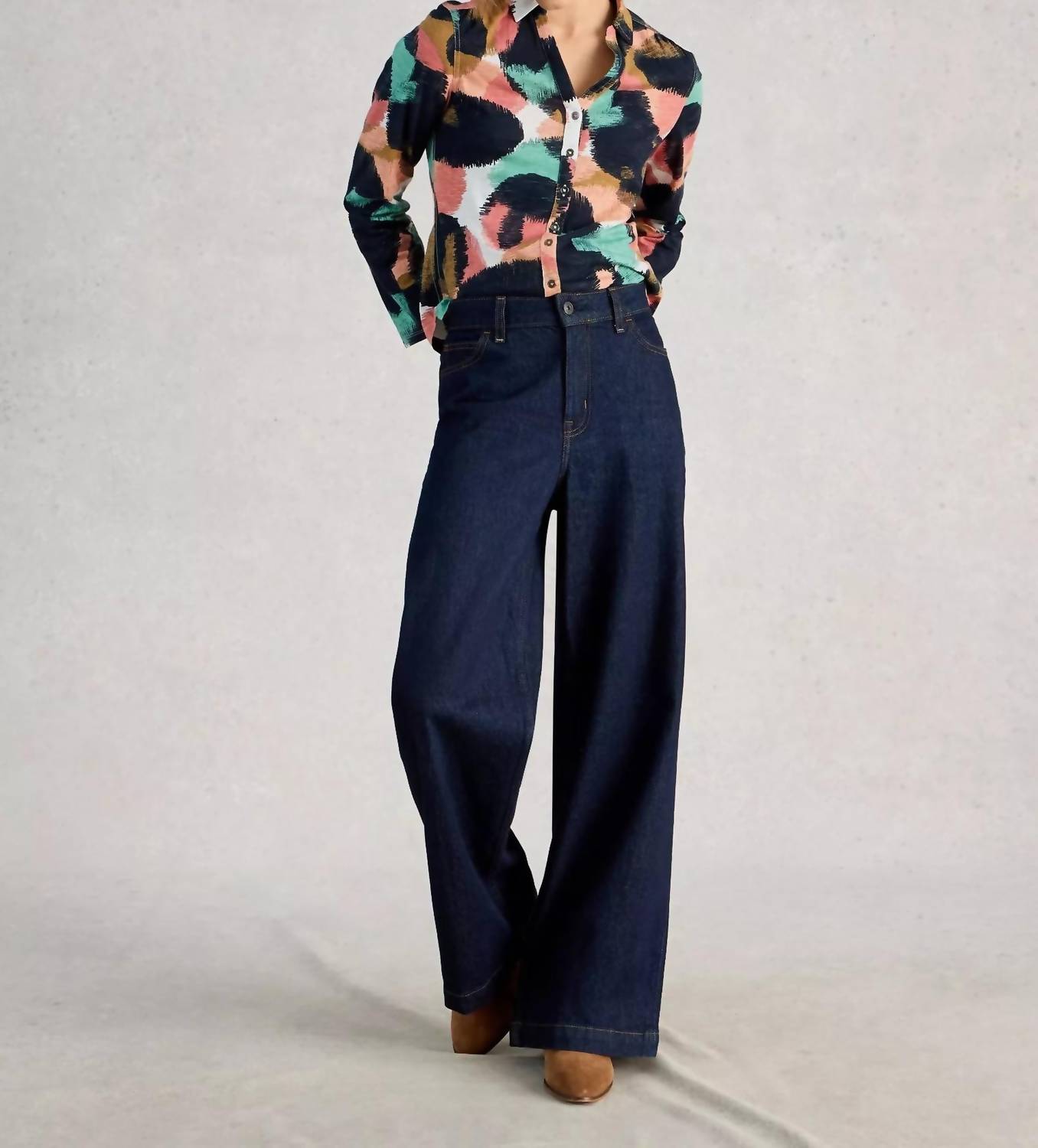 White Stuff Annie Jersey Shirt in navy - women's shirt