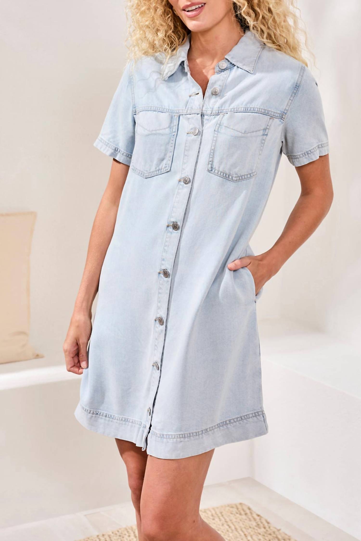 Tribal - DENIM SHIRT DRESS WITH POCKETS