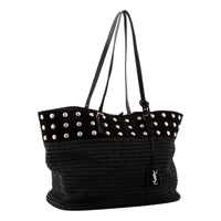Saint Laurent - Women's Boucle Studded Raffia And Suede Shopping Tote Bag