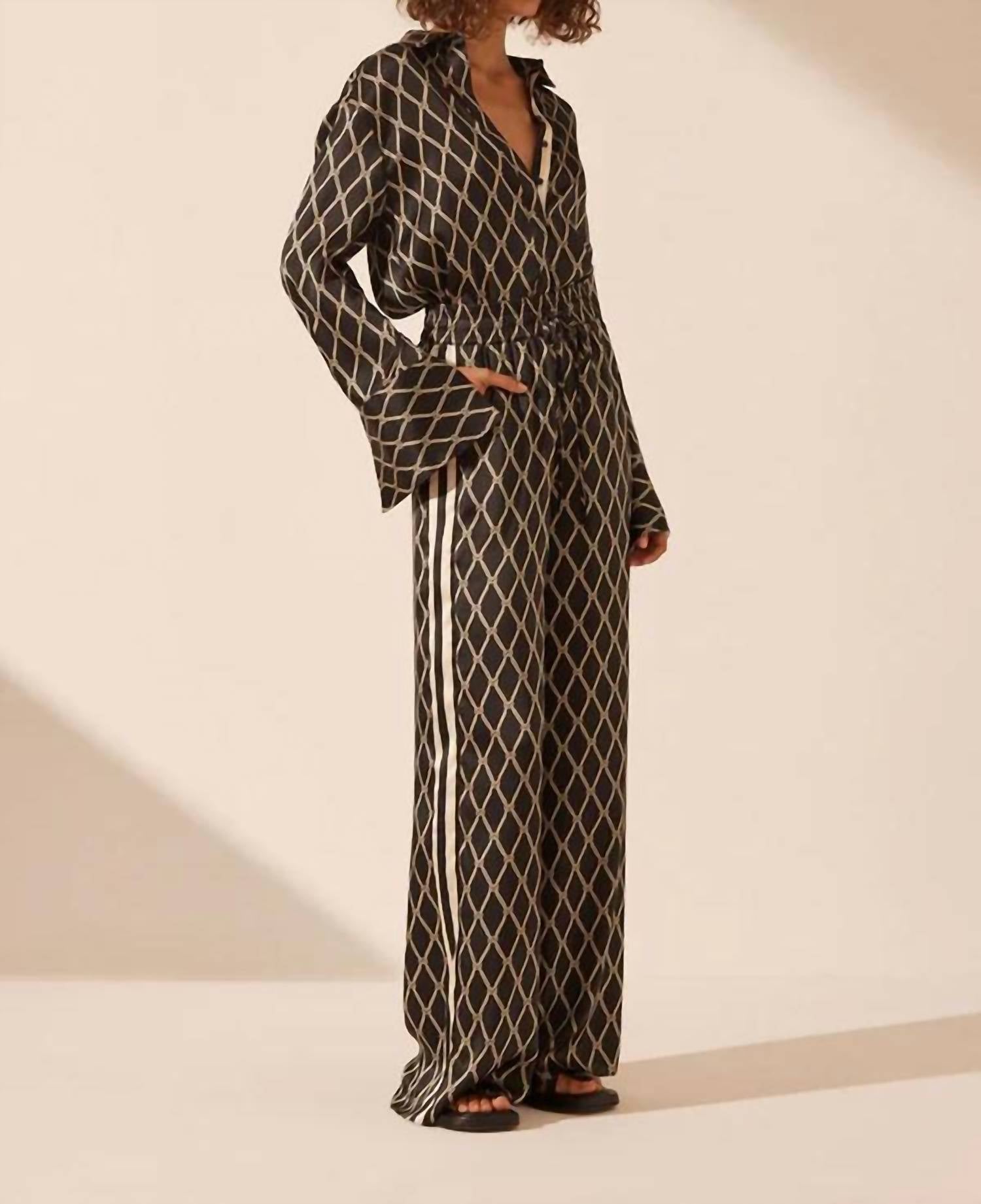 Shona Joy - Silk Contrast Relaxed Pant