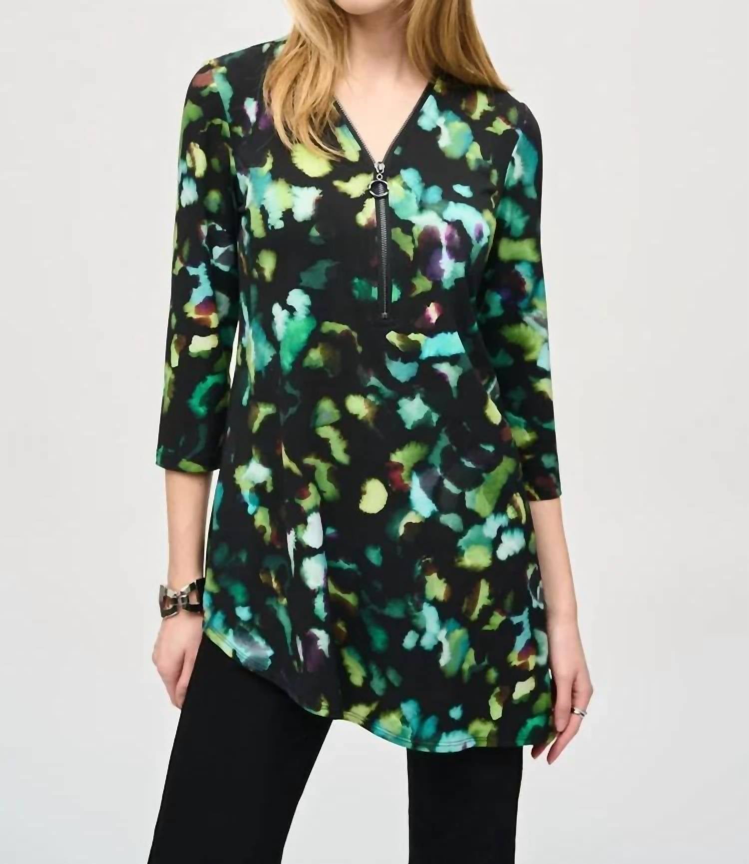 Joseph Ribkoff - Sherese Silky Knit Abstract Print Tunic Top