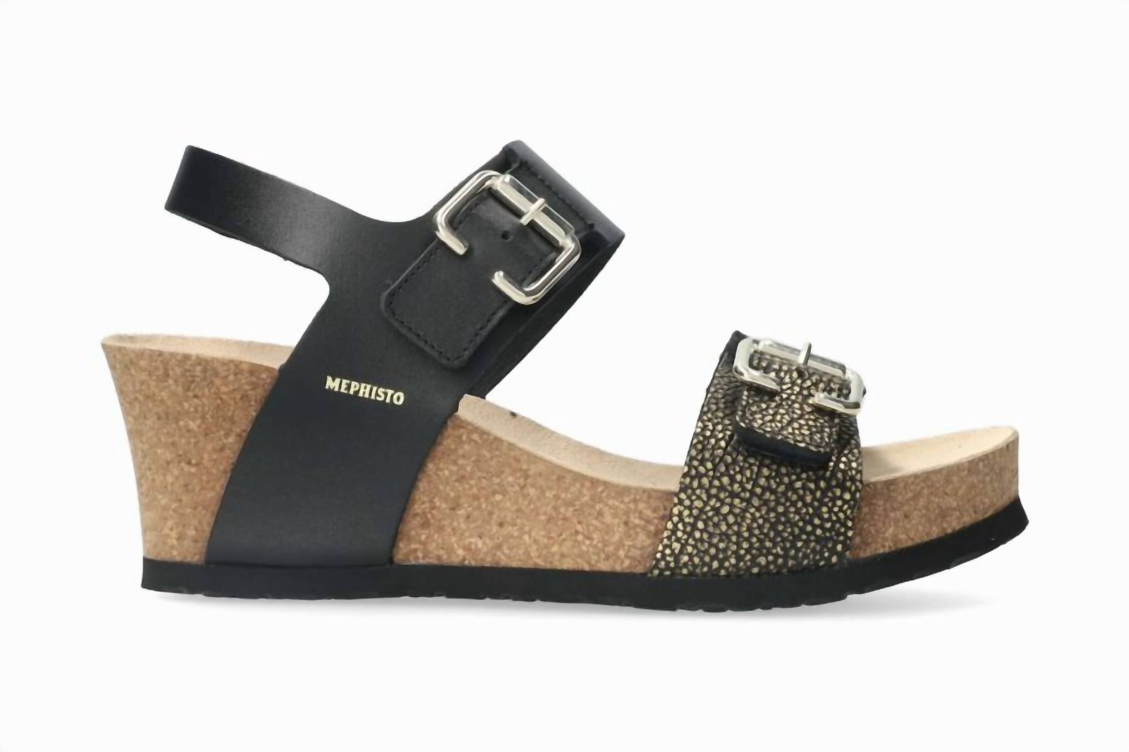 MEPHISTO Women's Lissandra Wedges in black - women's shoe - detail view