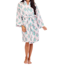 mudpie DAHLIA BLOCK PRINT ROBE in beige - women's intimate