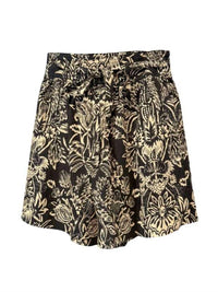 Ulla Johnson Rowan Belted Shorts in noir flora - women's shorts - detail view
