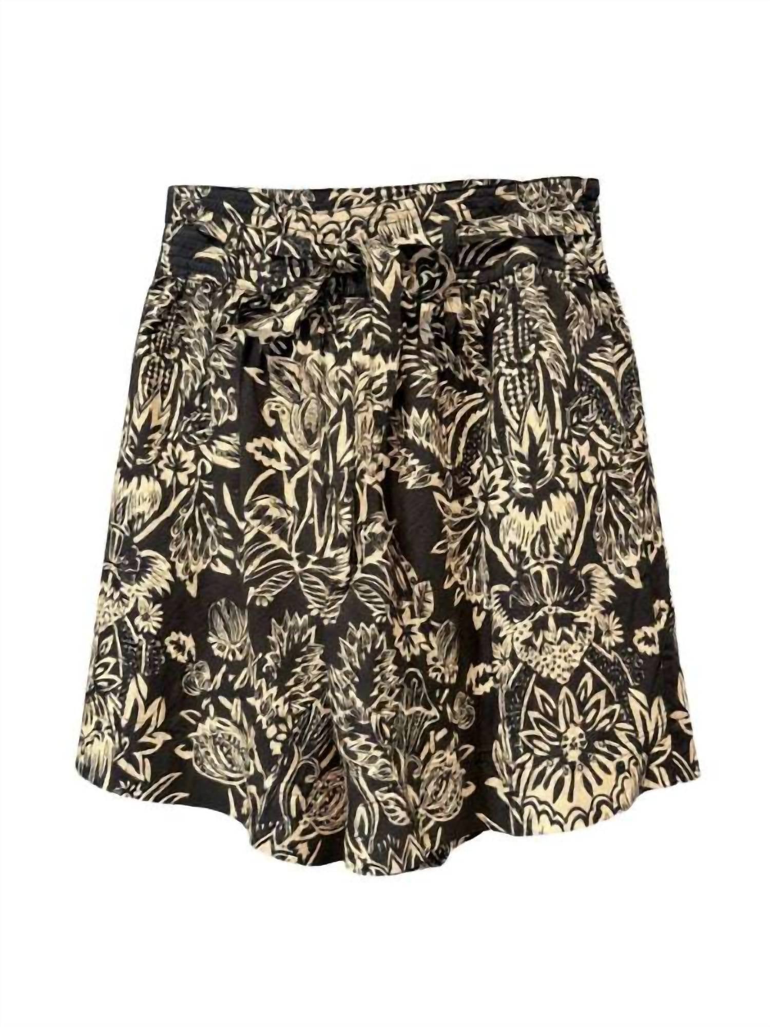 Ulla Johnson Rowan Belted Shorts in noir flora - women's shorts - detail view