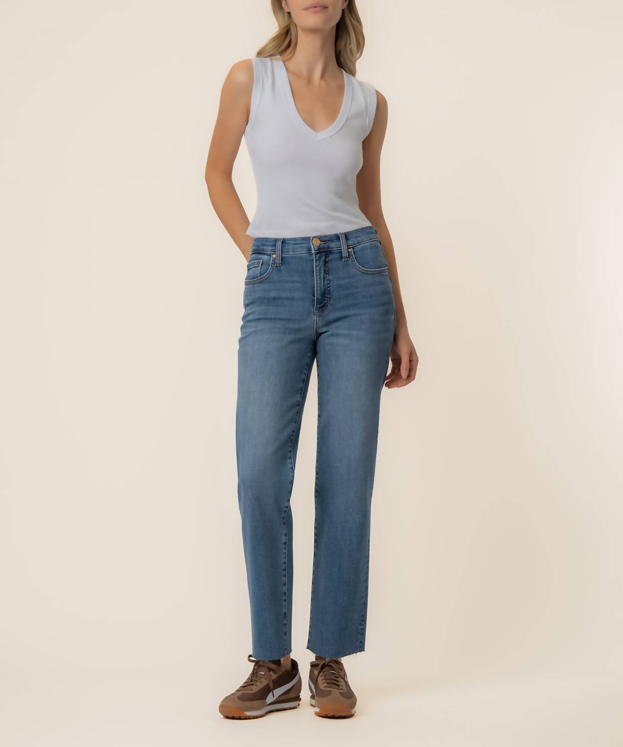 KUT FROM THE KLOTH Avery High Rise Straight Leg Jeans in style wash - women's jeans