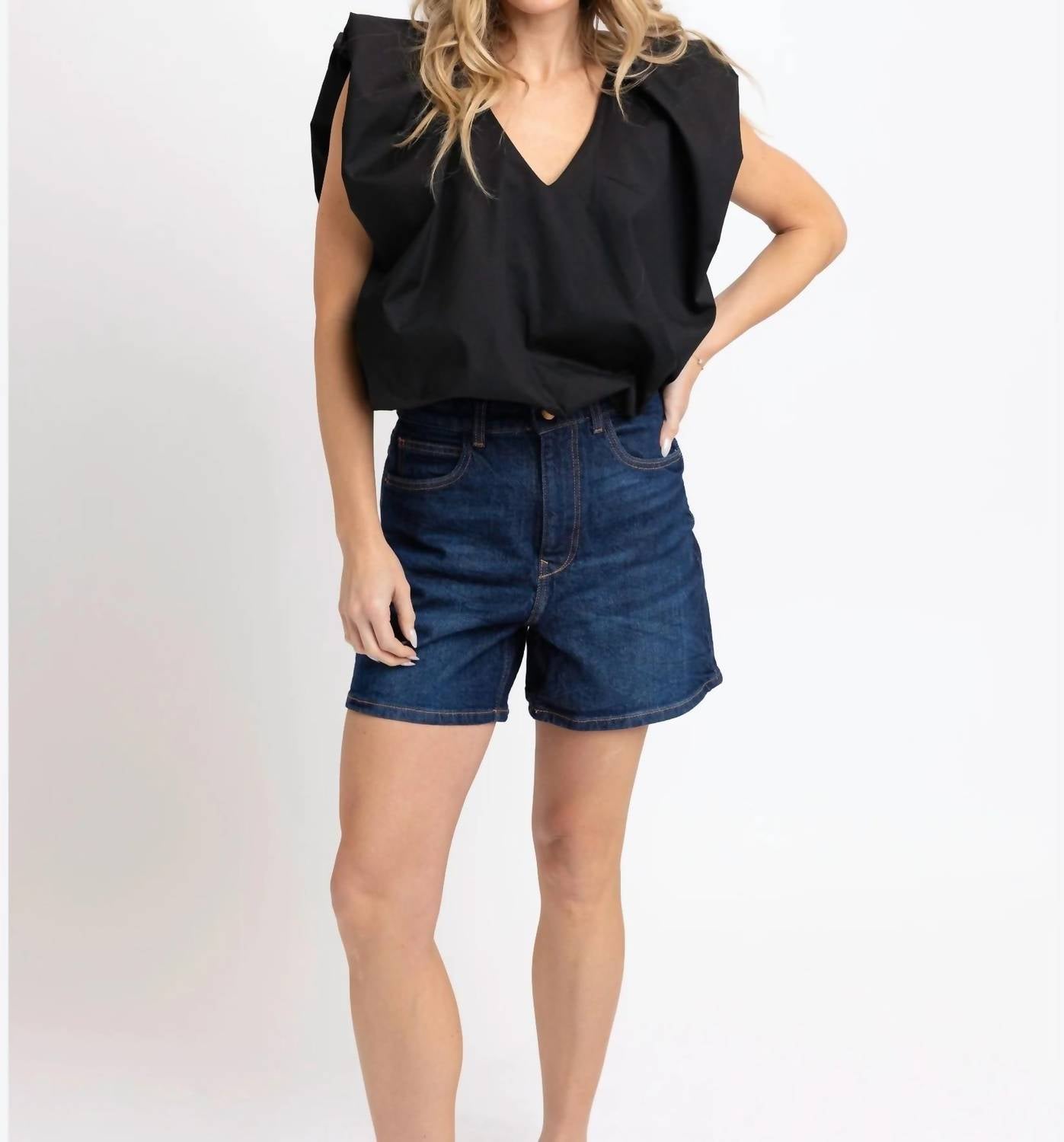 Karlie - Poplin V-neck Bubble Top
