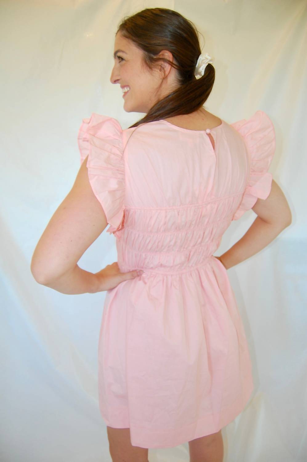 Heyson - Maggie Smocked Neck Dress With Flutter Cap Sleeves