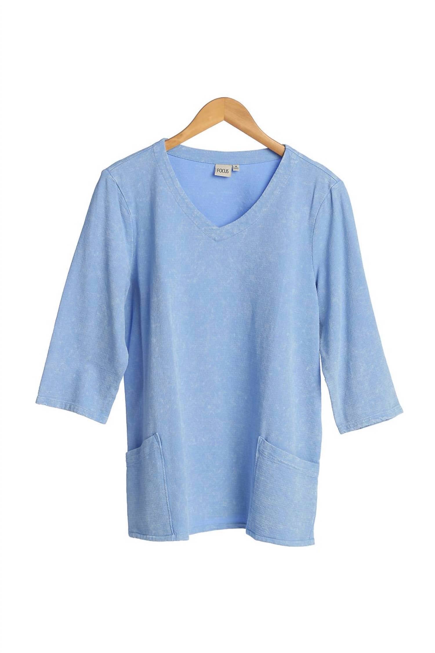 Focus Fashion - Women's Mineral Wash Cotton Jacquard Top