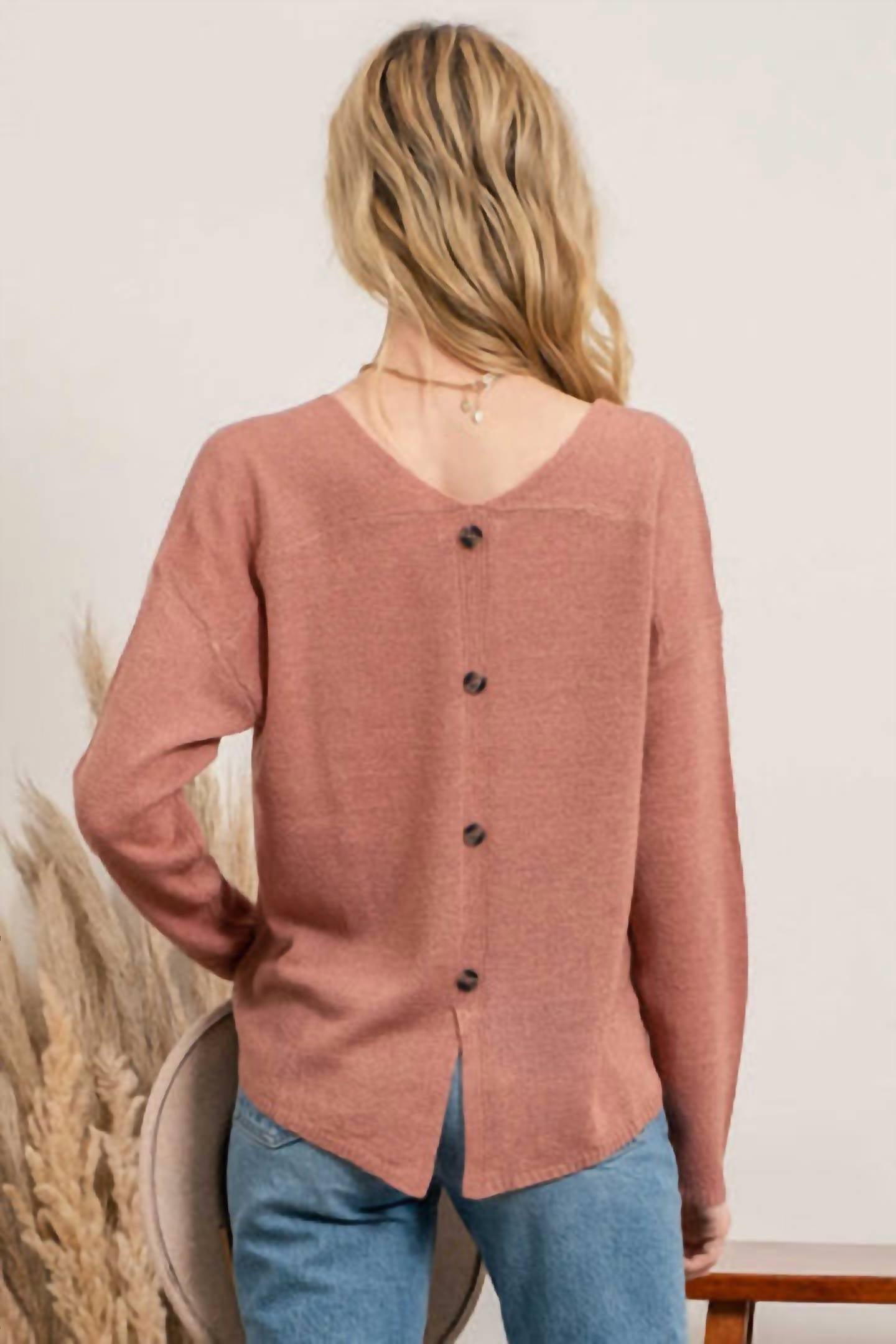 Blu Pepper - Light Weight Back Button Sweater