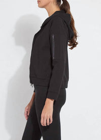 Lysse Cotton Zip Up Hoodie Sweatshirt in black - women's top - alternate view