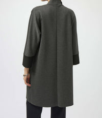 Joseph Ribkoff Scuba Jersey Straight Cover-up Coat in black - women's jacket - detail view
