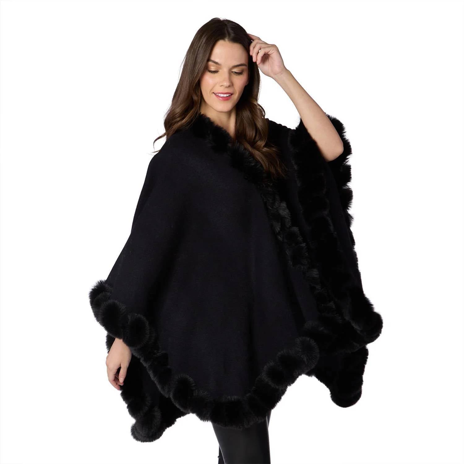 Two'S Company - Faux Fur Trimmed Wrap
