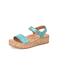 Born Women's Sari Wedge Sandal in turquoise - women's sandal - detail view