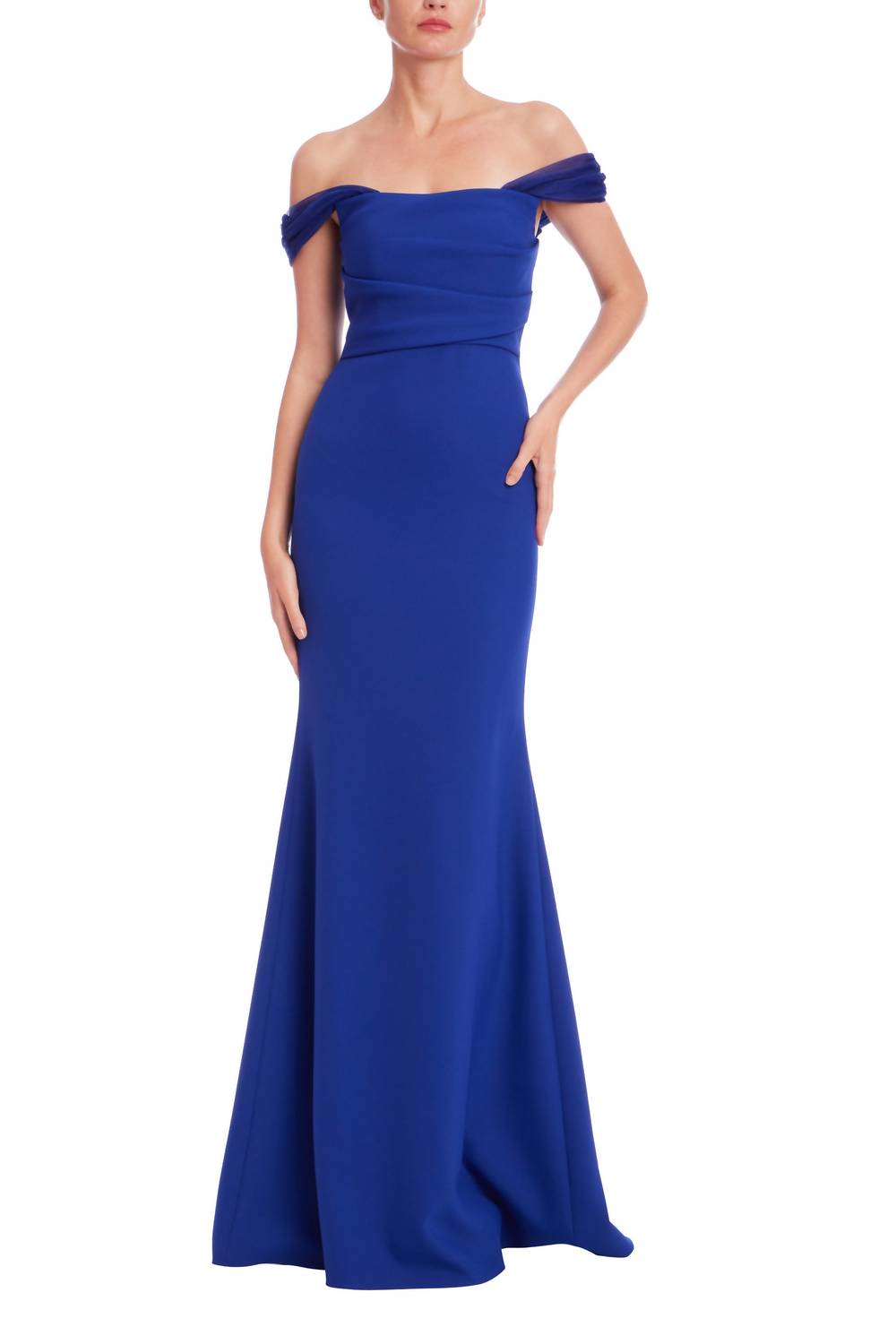 Badgley Mischka - Drape Off-the-shoulder Mermaid Gown Dress