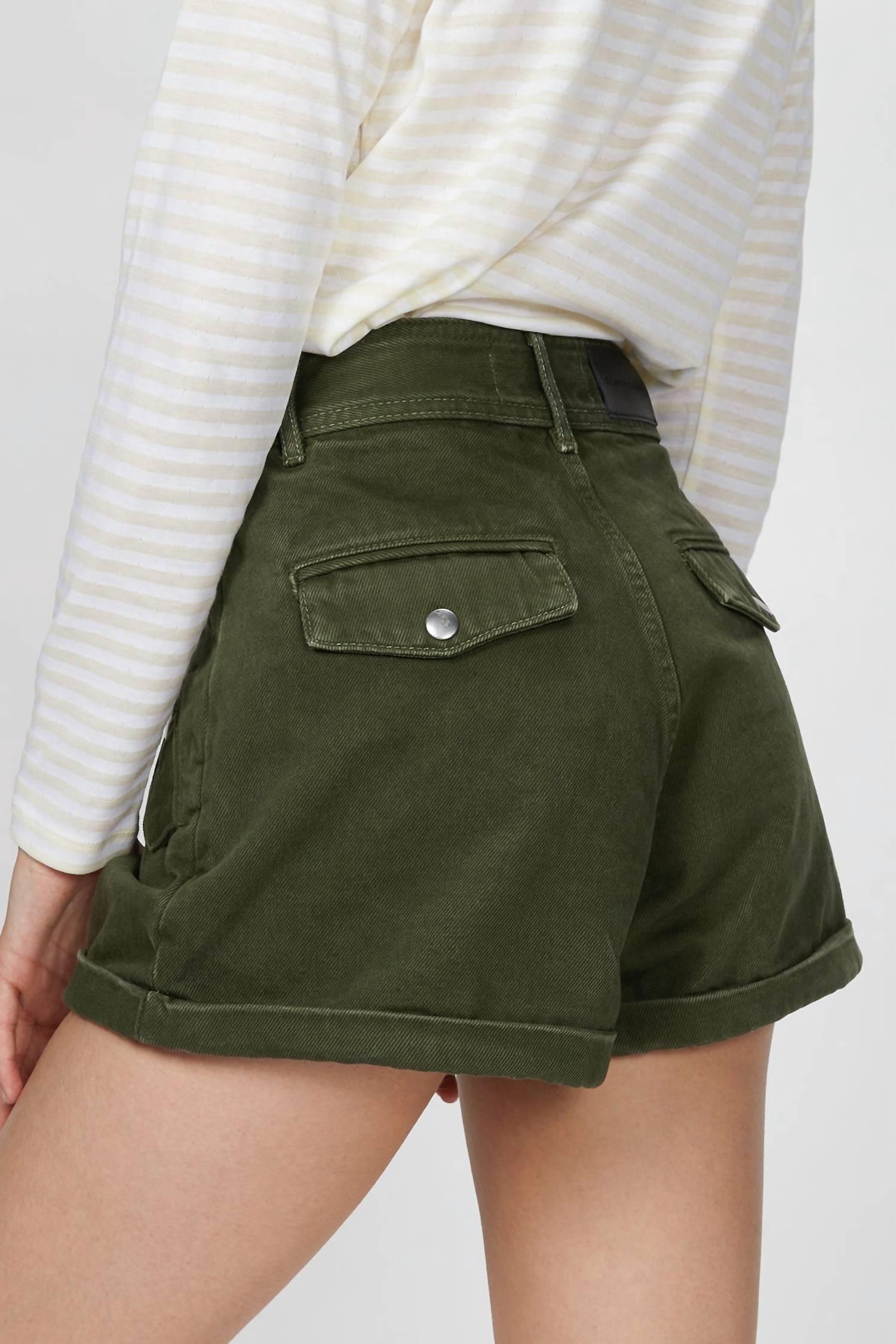 STRETCH LINEN KHAKI SHORTS