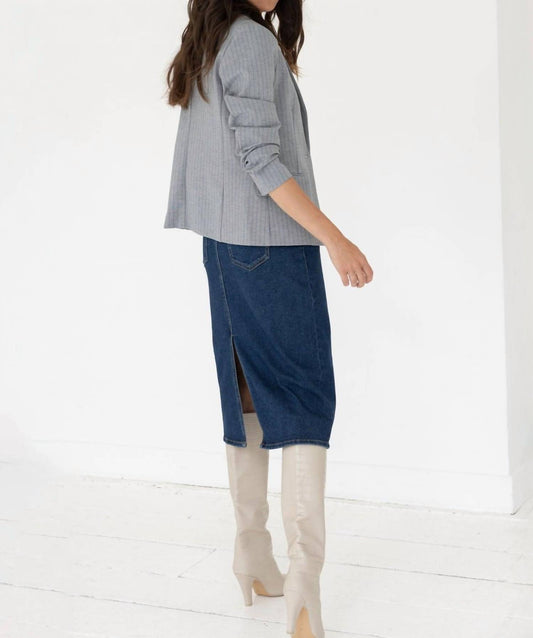 Yest - Rahi Pinstripe Long Sleeve Blazer