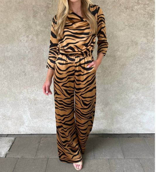 Carole'S Collections - Tiger Satin Jumpsuit