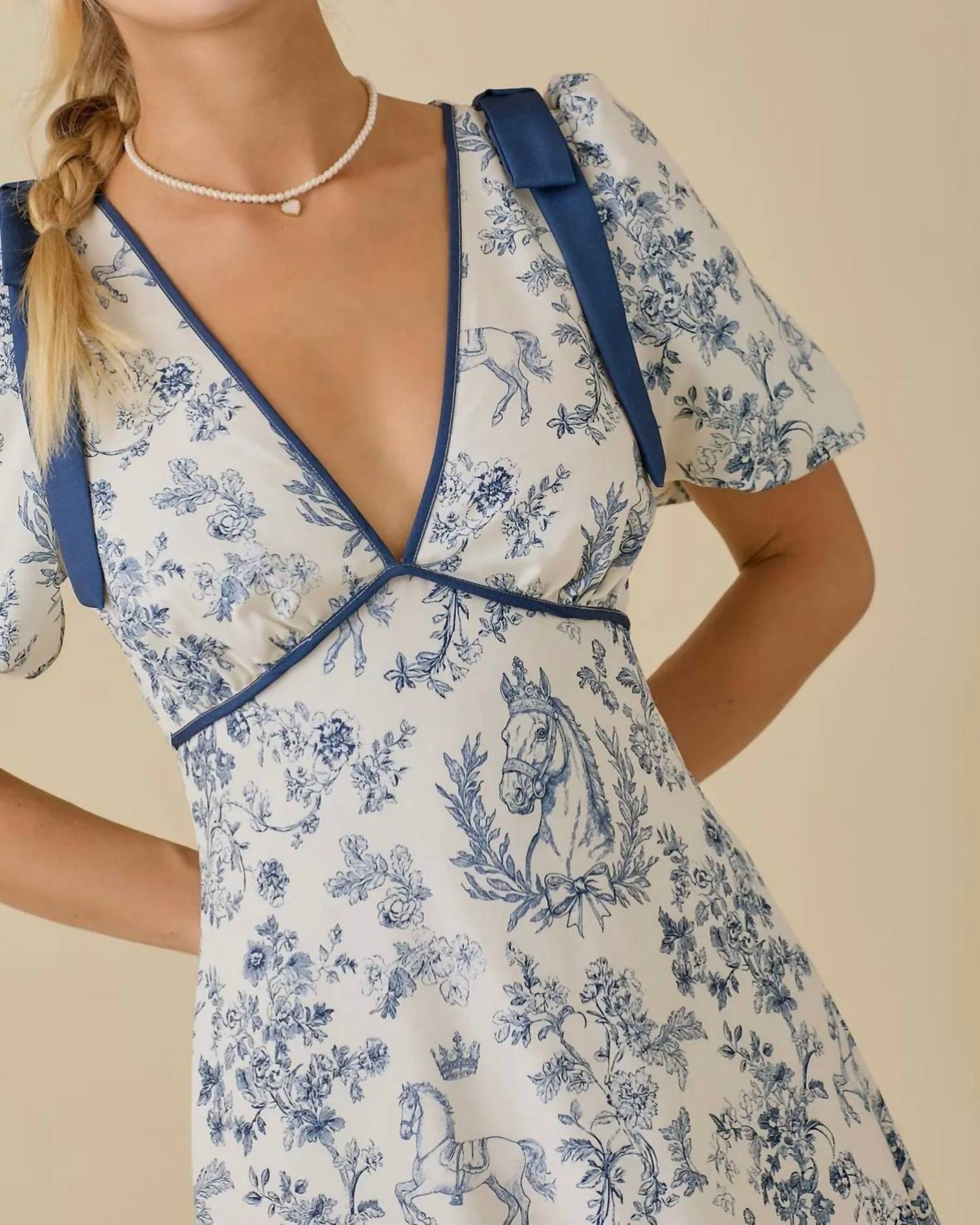 Main Strip Penelope Toile Maxi Dress in blue - women's dress - alternate view
