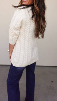 Cozy Co. - Cableknit Lace Up Sweater