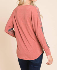 Emerald Collection - Stripe And Solid Dolman Sleeves Top