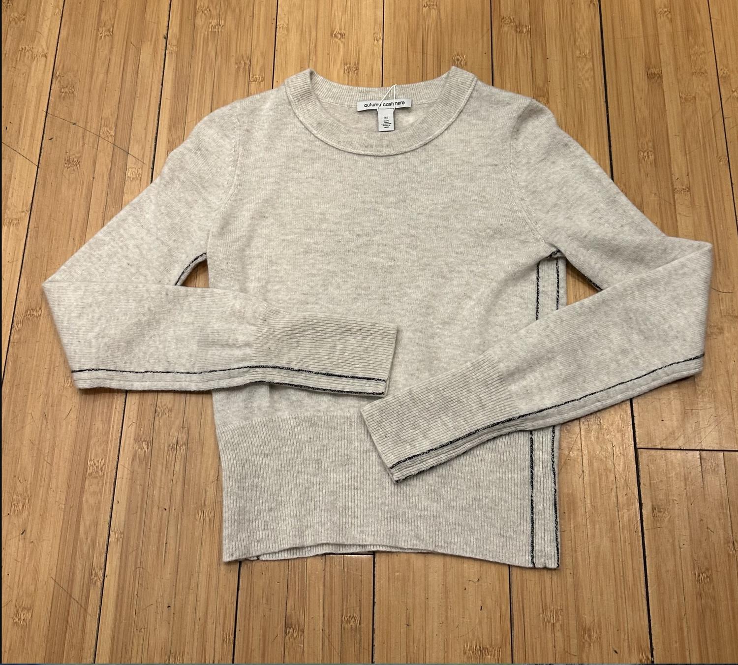 Autumn Cashmere - Women's Crew With Contrast Side Detail Sweater