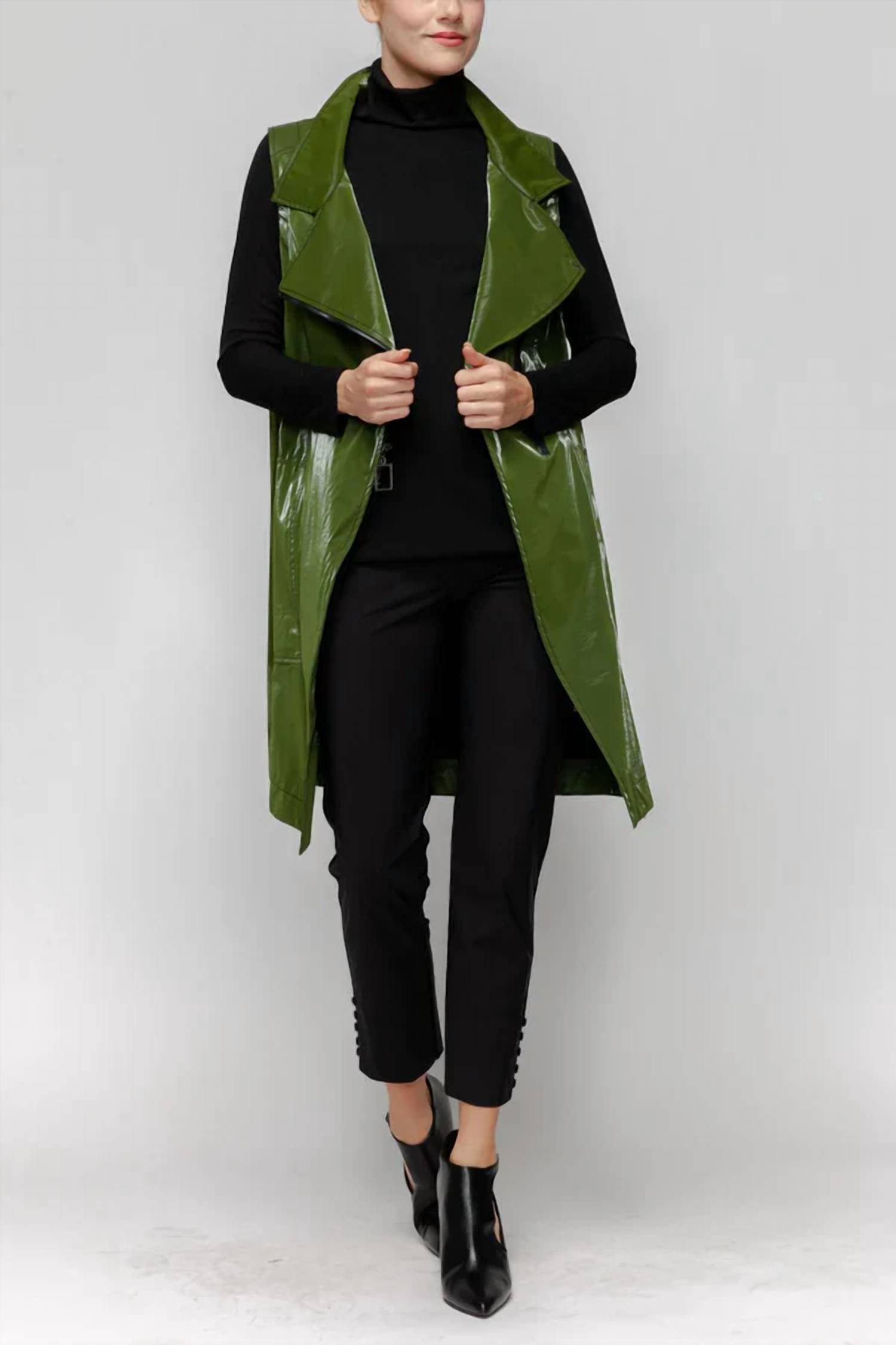 Ic Collection - High Neck Biker Long Vest