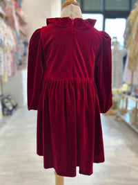 Abel & Lula Girl's Velvet Glitter Dress in rojo - kids' dress - detail view