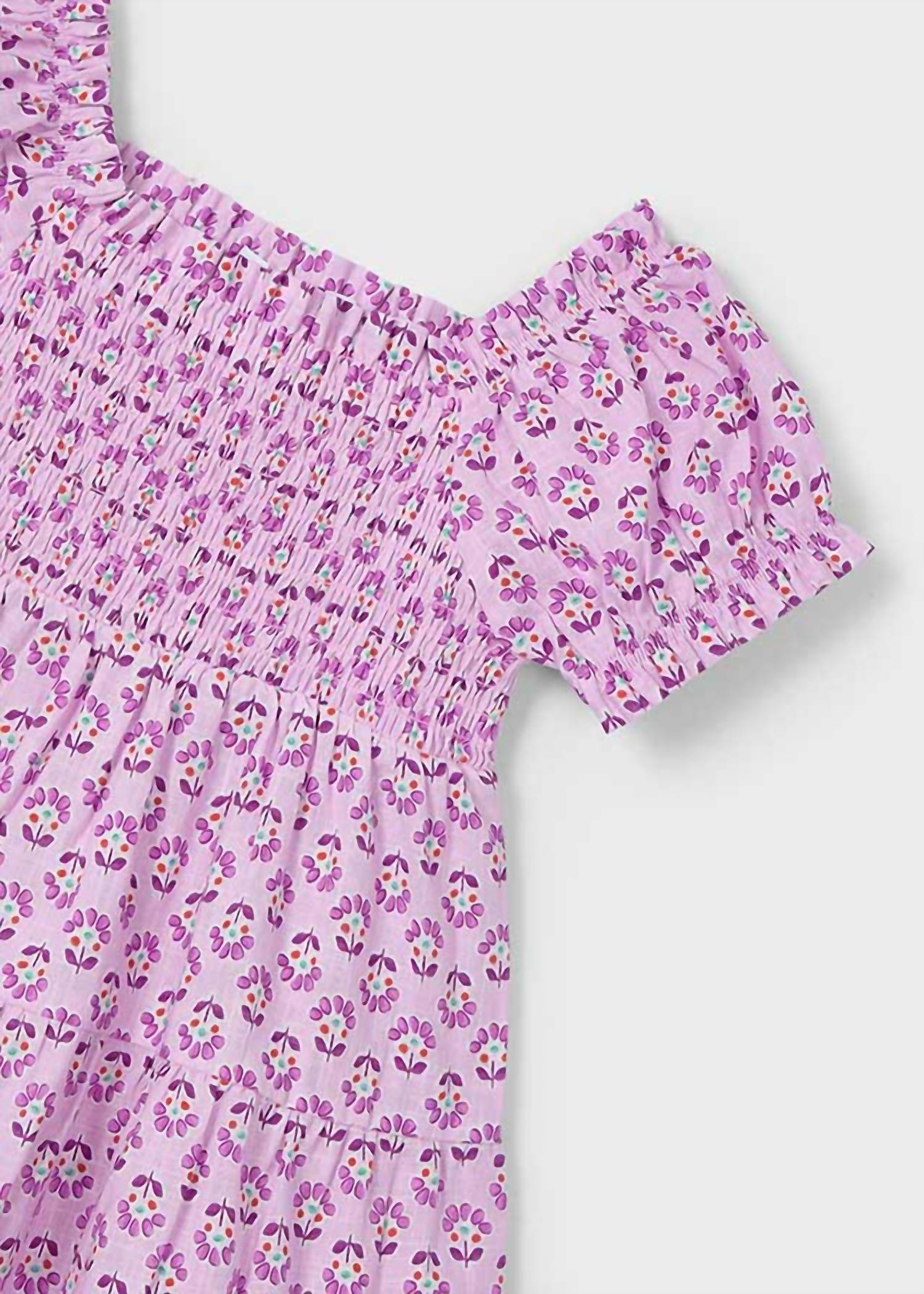 Mayoral - Girls Printed Smocked Border Dress