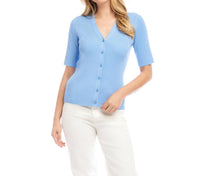 Karen Kane - Short Sleeve Ribbed Cardigan Sweater