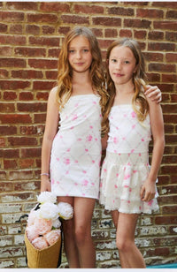 THEME Girl's Georgia Vintage Smocked Top in romantic rose - kids' blouse - alternate view