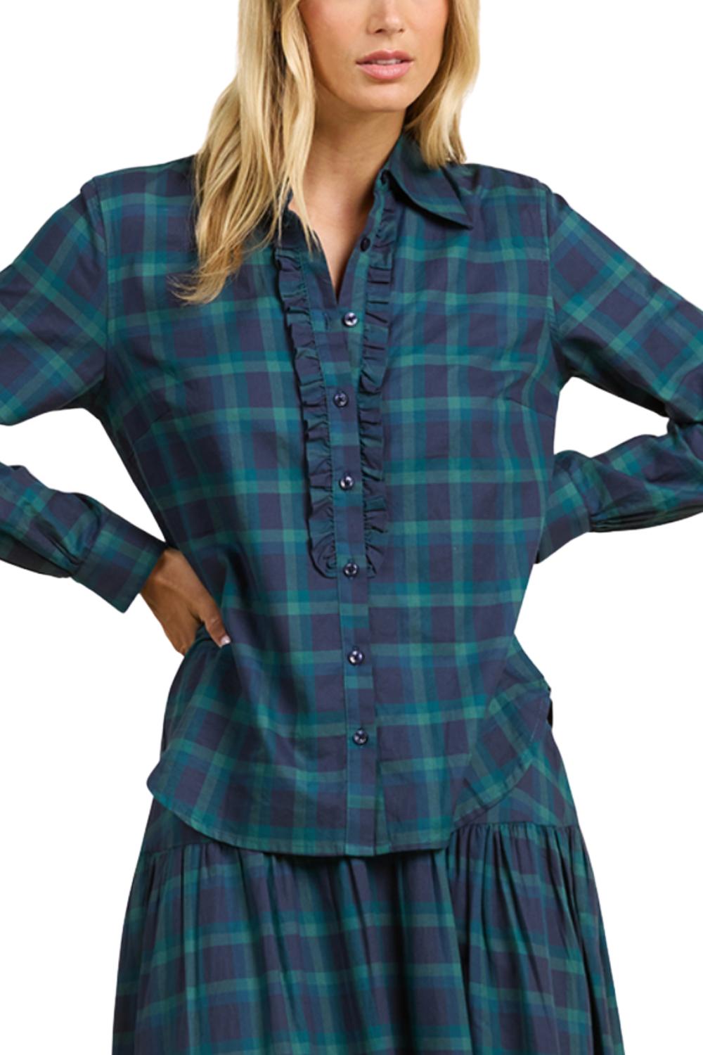 TROVATA Ava Shirt in nocturne plaid - women's shirt - detail view