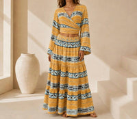 Mystery Resort - Mirena Wrap Top And Maxi Skirt Set