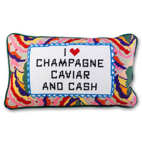 Furbish Studio - Love Champagne, Cavier & Cash Needlepoint Pillow