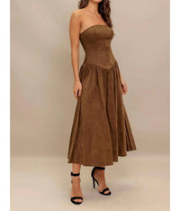 Flying Tomato - Faux Suede Midi Dress