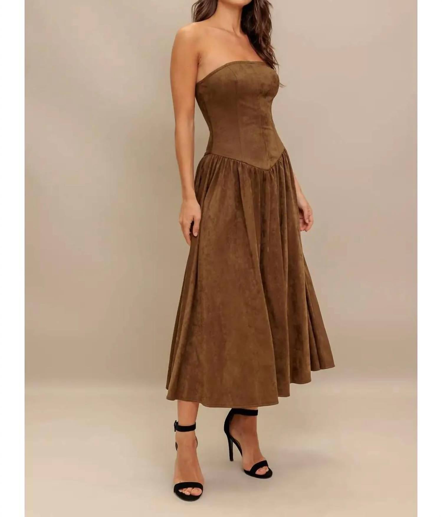 Flying Tomato - Faux Suede Midi Dress
