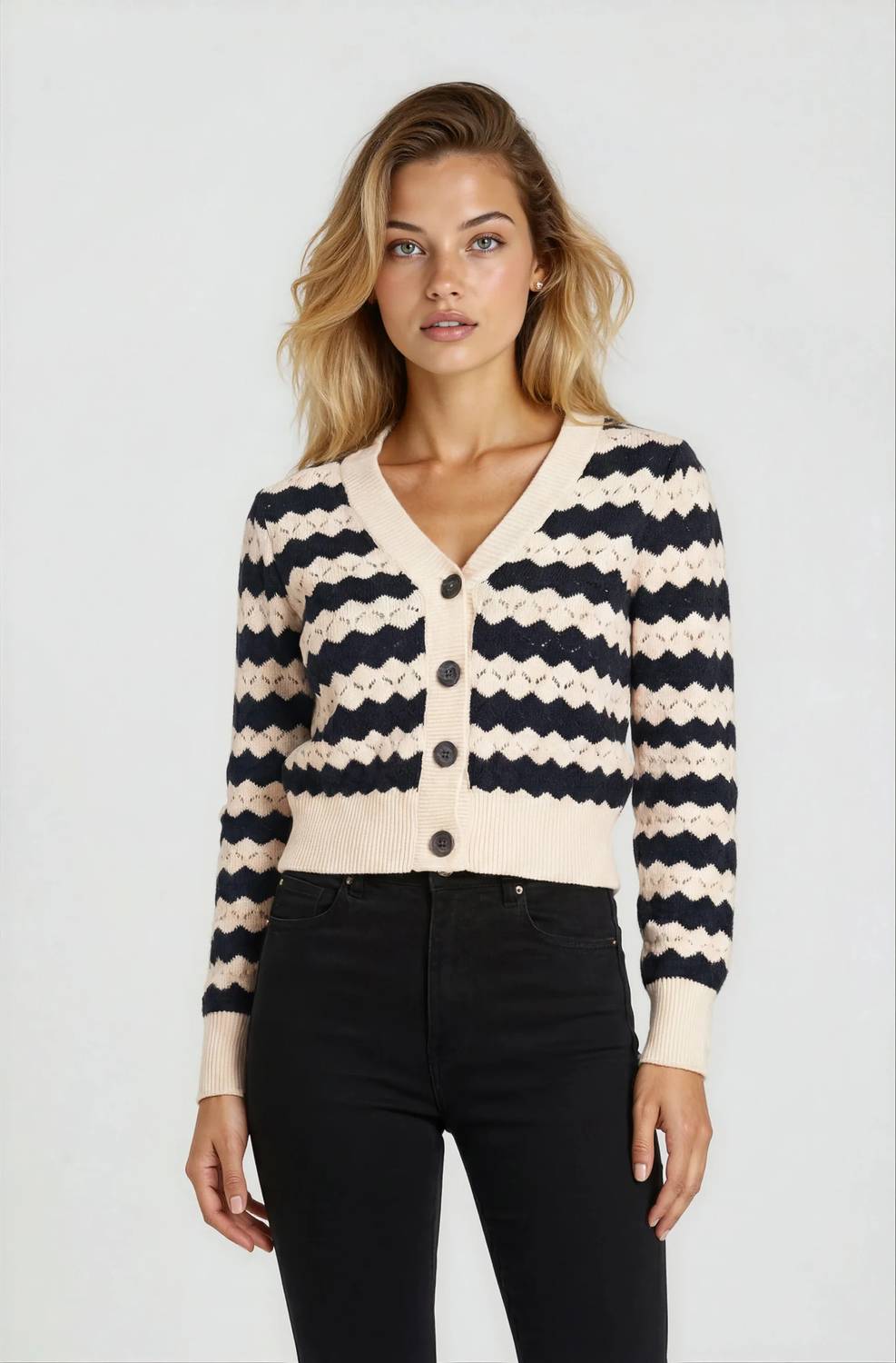 Chrldr - Jamie Pointelle Cardigan Sweater