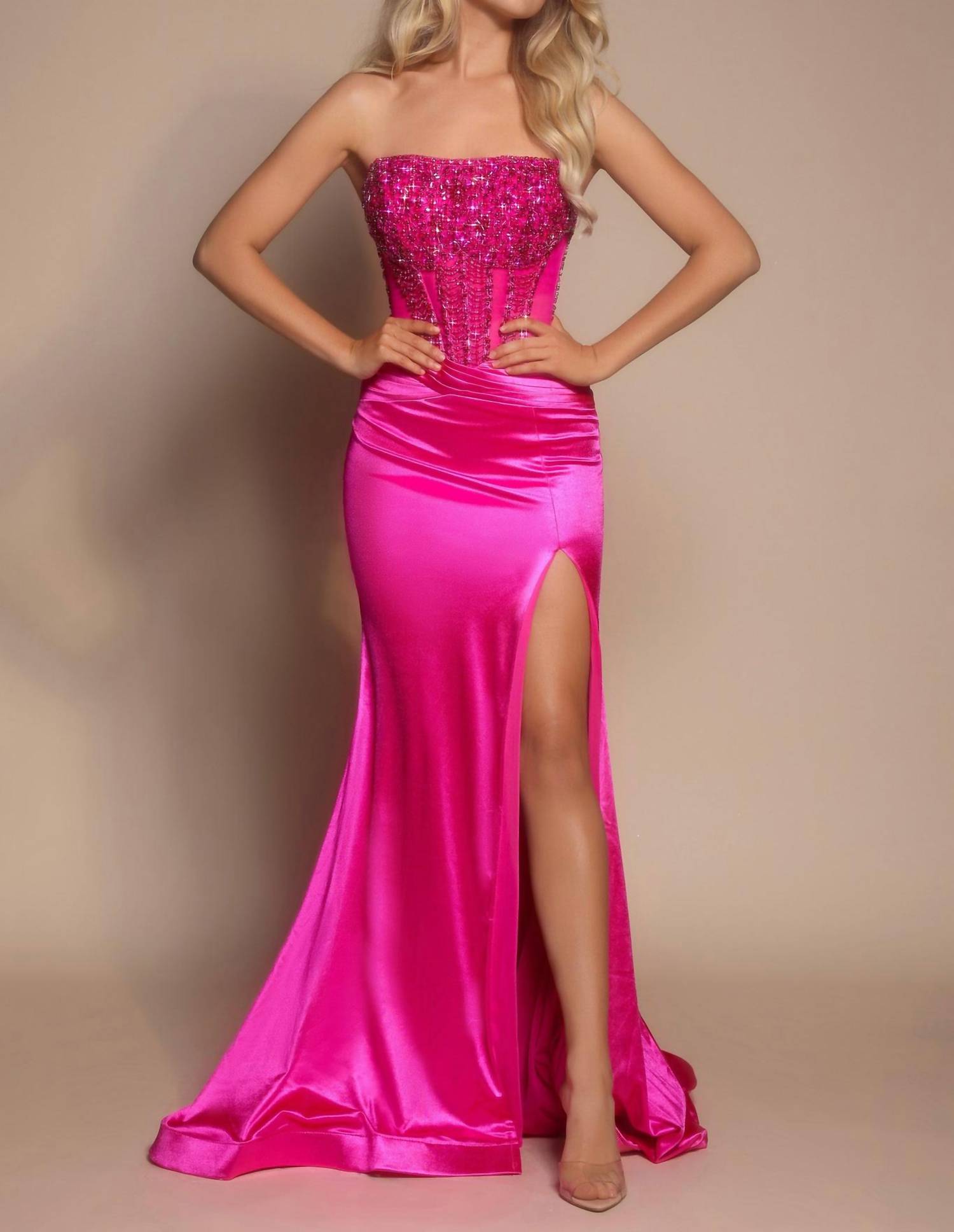 PORTIA&SCARLETT Exquisite Floor-length Gown in hot pink - women's dress
