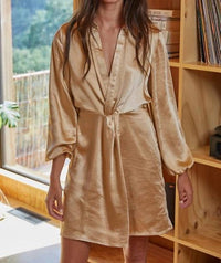 By Together - Satin Collar Long Sleeve Dress