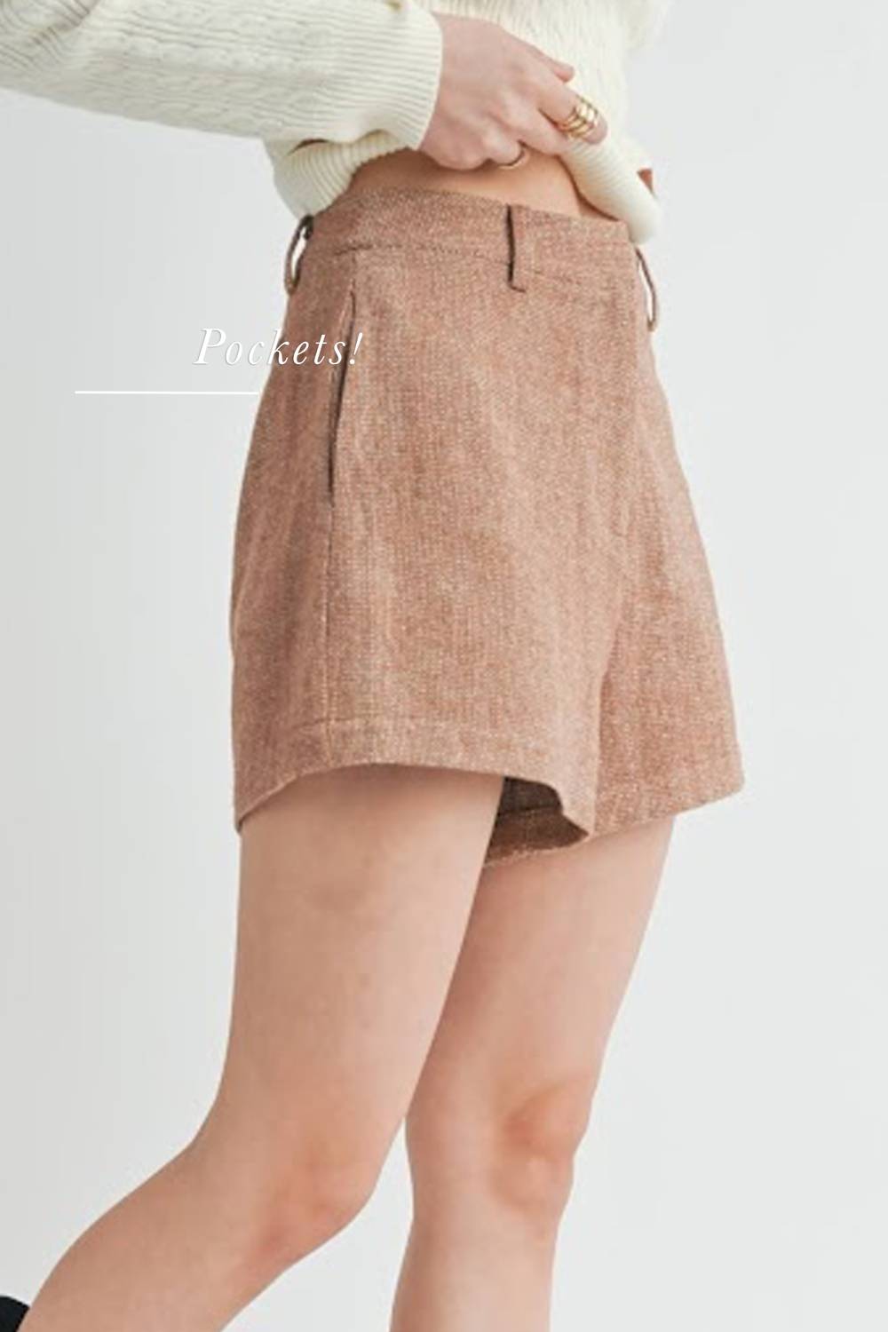 SAGE THE LABEL Country Estate Shorts in brown - women's shorts - detail view