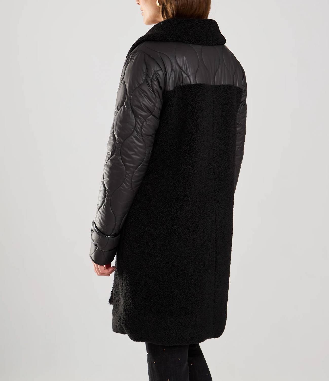 Fdj - long mixed media PU Coat